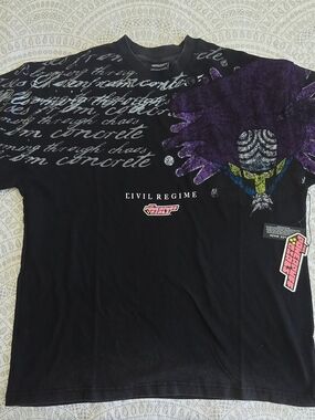 Civil Regime Men's Black Graphic Tee with Purple Accent
